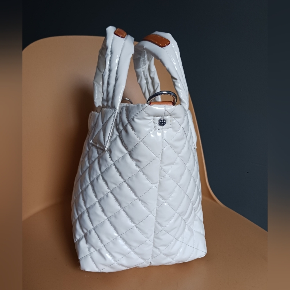 Mz Wallace Quilted Chalk Liquid, Lacquer Bag, Purse, WITHOUT CROSSBODY STRAP - Picture 6 of 13
